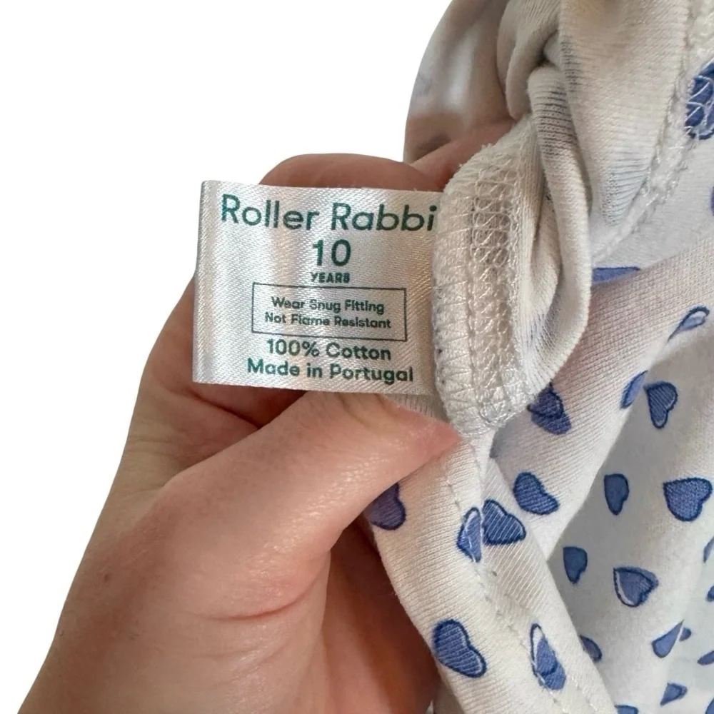 Roller Rabbit Heart Pajama 3 Button Long Sleeve Henley Top in Blue PLEASE READ